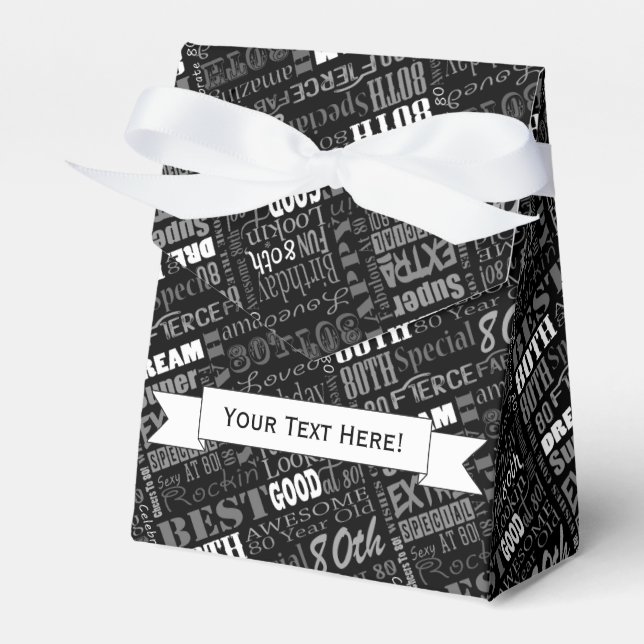 Fun 80th Birthday Party Personalised Monogram Favour Box (Front Side)