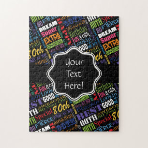 Fun 80th Birthday Party Personalised Monogram Jigsaw Puzzle