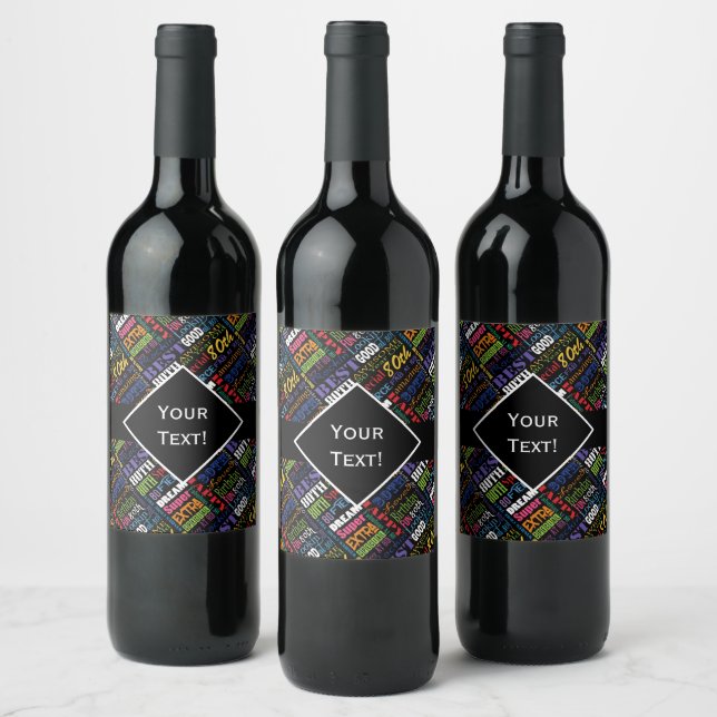 Fun 80th Birthday Party Personalised Monogram Wine Label (Bottles)