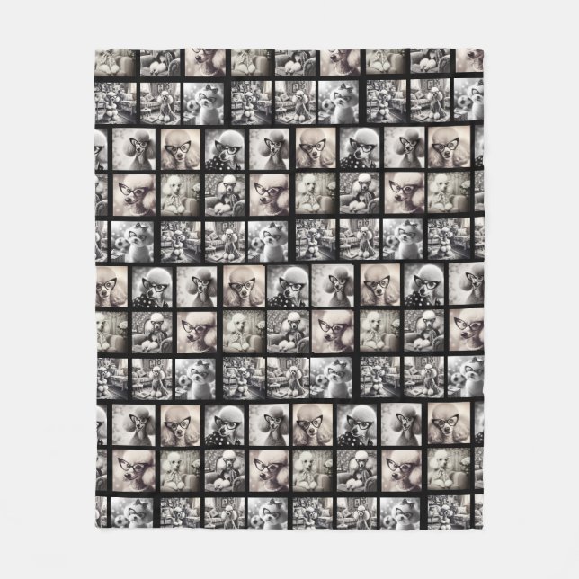 Fun 9 Photo Collage Pictures Fleece Blanket (Front)
