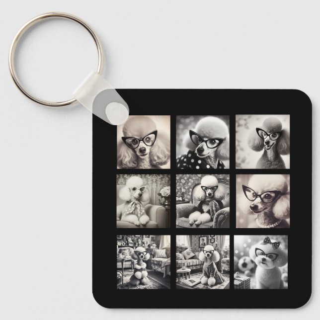 Fun 9 Photo Collage Pictures Key Ring (Front)