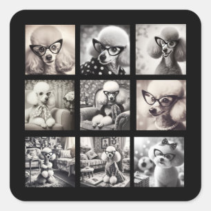 Fun 9 Photo Collage Pictures Square Sticker