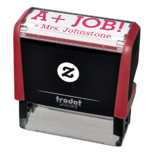 Fun "A+ JOB!" Acknowledgement Rubber Stamp