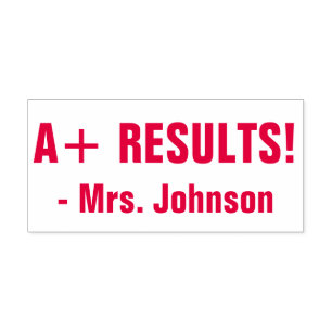 Fun "A+ RESULTS!" Acknowledgement Rubber Stamp
