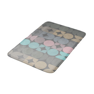 Fun Abstract Circles Squares Popart Pattern Bath Mat