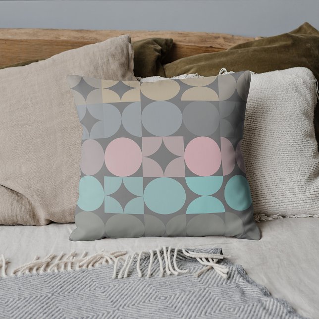 Fun Abstract Circles Squares Popart Pattern Cushion (Creator Uploaded)