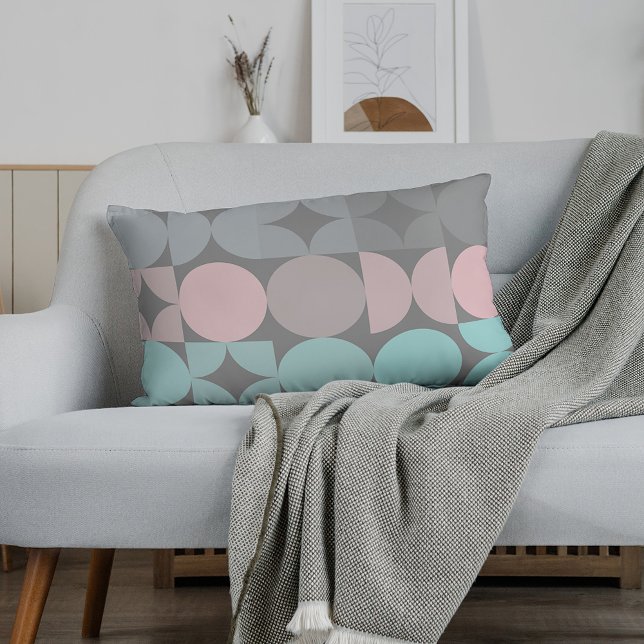 Fun Abstract Circles Squares Popart Pattern Lumbar Cushion (Creator Uploaded)
