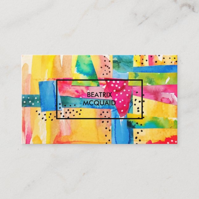 Fun  Abstract Colourful Designer Business Card (Front)