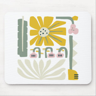 Fun abstract flower garden yellow and green mouse pad