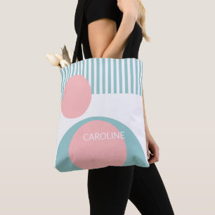 Fun Abstract Geometric Circles Stripes Pattern Tote Bag