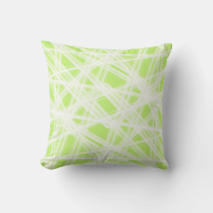 fun abstract modern green and white geometric art cushion
