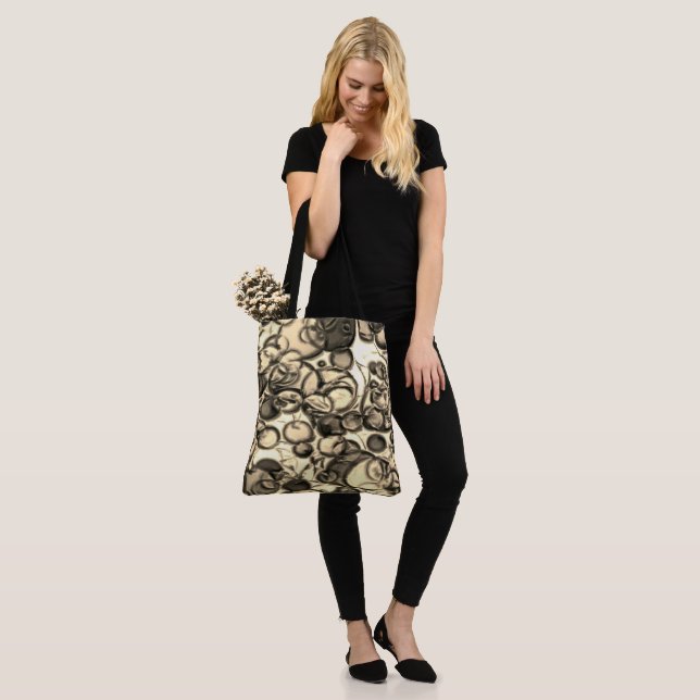 "Fun Abstract Neutral Black Tan Colours" Tote Bag (On Model)