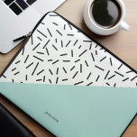 Fun Abstract Pattern Personalised Laptop Sleeve<br><div class="desc">Funky and cool black and white geometric abstract pattern inspired by the Memphis pattern style with a colour accent. Personalise it with your name or monogram.</div>