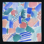 fun abstract patterned bandana<br><div class="desc">Fun abstract pattern using complementary warm blues and teal with coral pinks. I just didn't think,  let my paint brush loose and created this fun pattern. Offers a unique look,  you won't find this on any other pets :)</div>