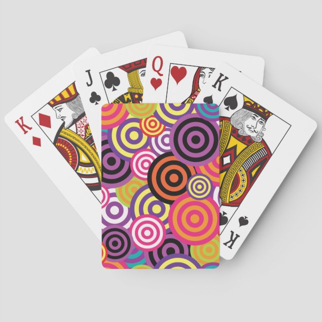 Fun Abstract Psychedelic Circle Pattern Playing Cards (Back)