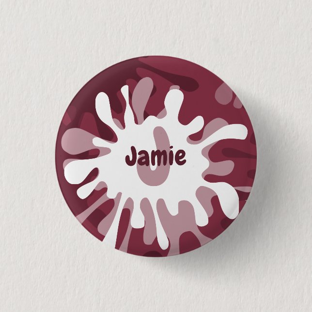 Fun Abstract Red Splatter Painting Name 3 Cm Round Badge (Front)