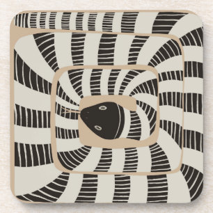Fun Abstract Striped Banded Snake Snake Lovers Coaster