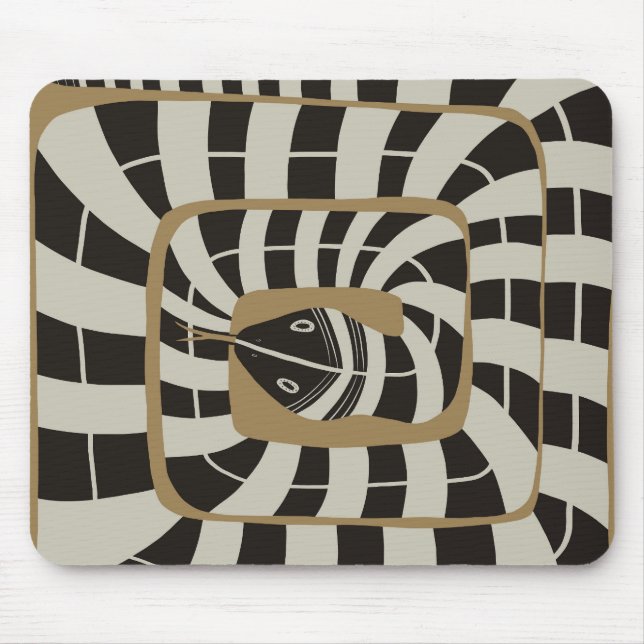 Fun Abstract Striped Snake in Brown Neutral Tones Mouse Pad (Front)
