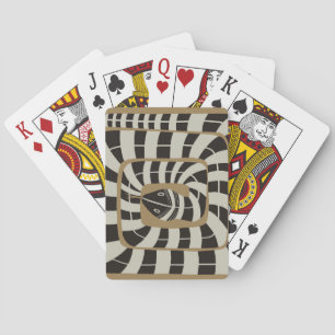 Fun Abstract Striped Snake in Brown Neutral Tones Playing Cards