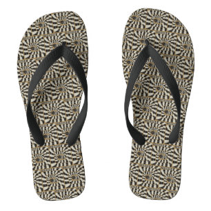 Fun Abstract Striped Snake in Brown Neutral Tones Thongs