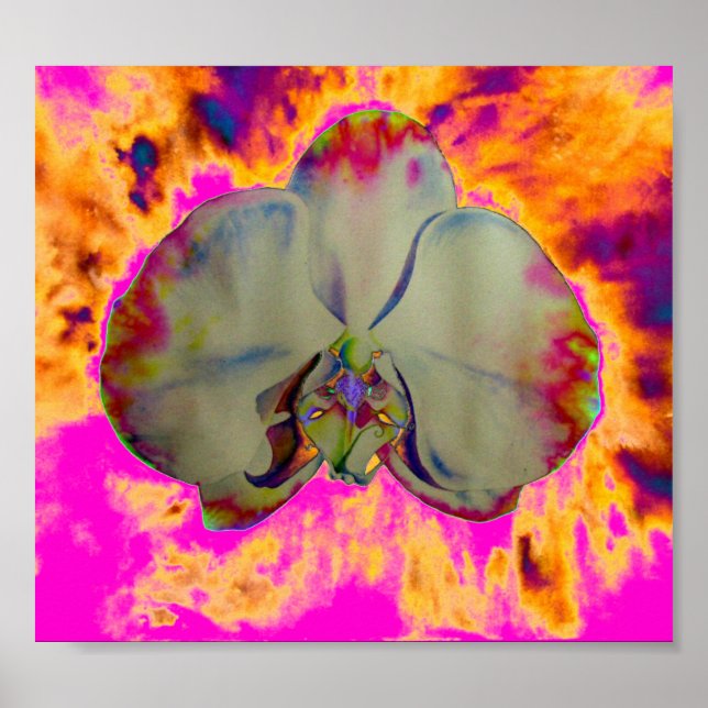 Fun abstract tropical floral surreal orchid poster (Front)