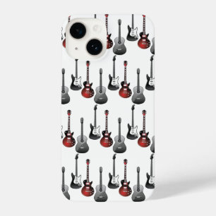 Fun Acoustic Electric Guitars Music Pattern Design iPhone 14 Case