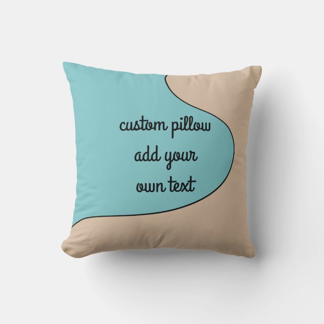 fun add text abstract modern turquoise and tan cushion (Front)