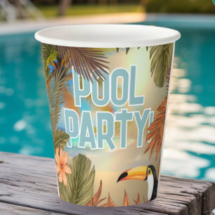 Fun Adult Tiki Toucan Tropical Pool Party Paper Cups