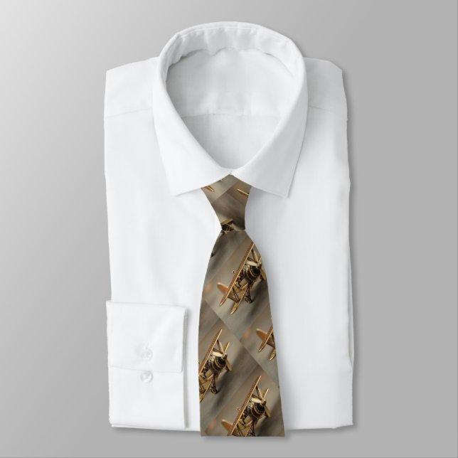 Fun Aeroplane Plane Pilot Steampunk Biplane  Tie (Tied)