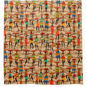 Fun African Tribal pattern home shower curtain