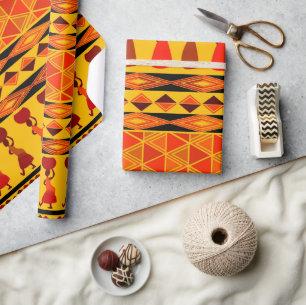 Fun African Tribal pattern party wrapping paper