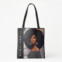 fun Afro Girl empowerment tote