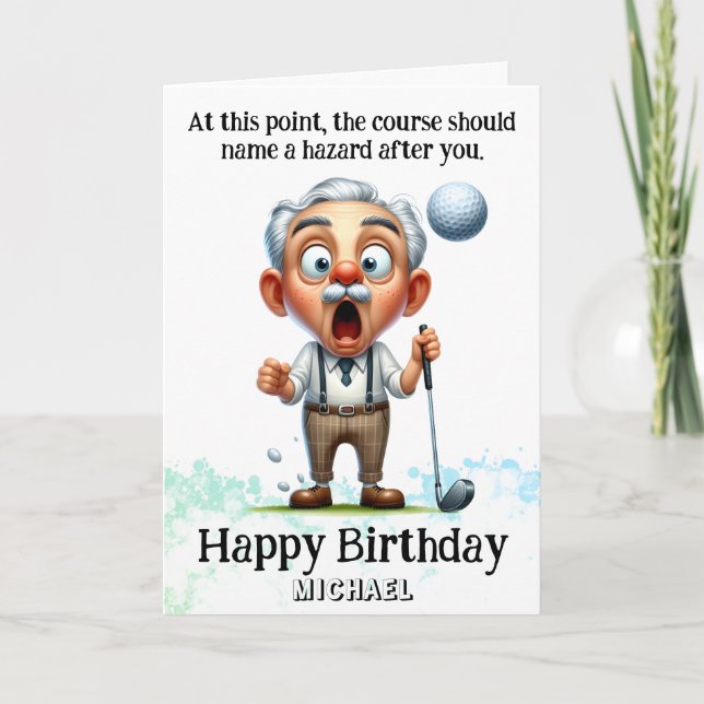 *~*  Fun Age Man AP94  Golf Hazard Birthday Card (Front)