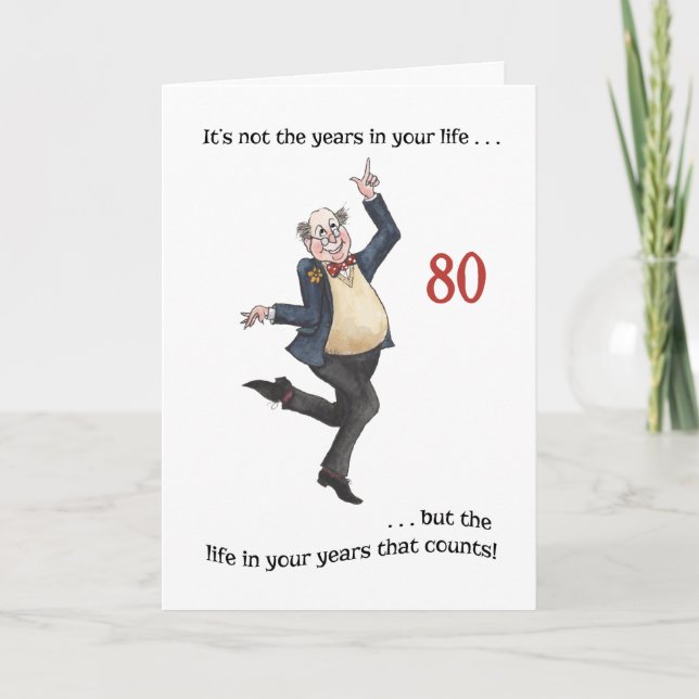 Fun Age-specific 80th Birthday Card for a Man (Front)