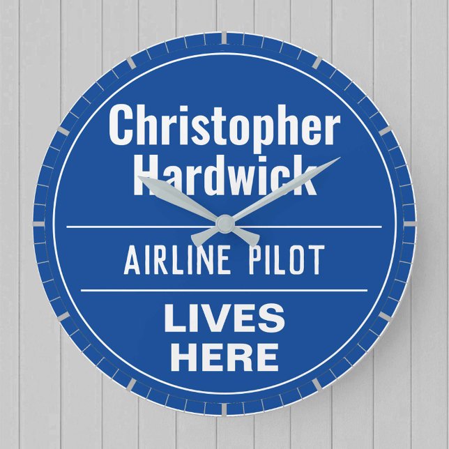 Fun Airline Pilot Wall Plaque Style Large Clock (Creator Uploaded)