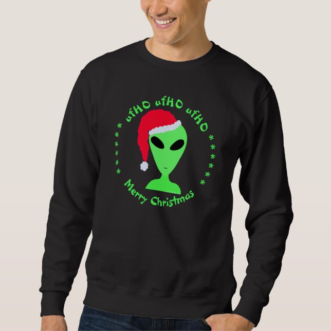 Fun Alien Santa Geek Humour Comical Funny LGM Sweatshirt (Front)