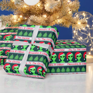 Fun Alien Santa Geek Humour LGM Joy To The Worlds Wrapping Paper