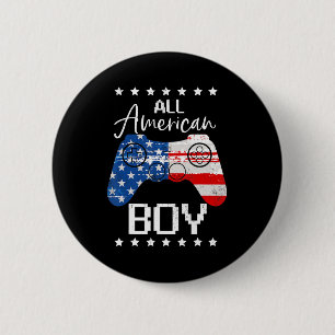 Fun All American Boys 4th July Son Video Game USA 6 Cm Round Badge