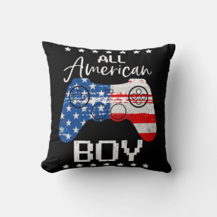 Fun All American Boys 4th July Son Video Game USA Cushion