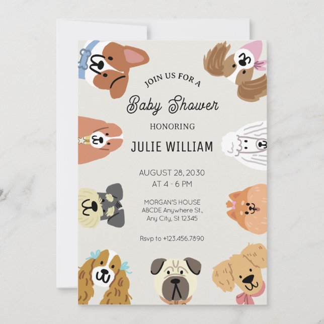 Fun all kinds of dogs head Baby Shower Invitation (Front)