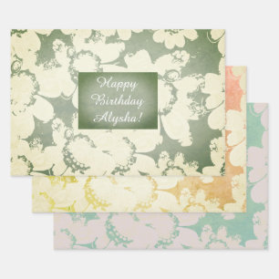 Fun All Occasion Floral Wrapping Custom Template Paper Sheet