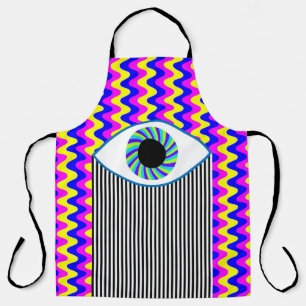 Fun all seeing eye digital art with multicolored w apron