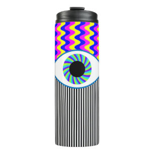 Fun all seeing eye digital art with multicolored w thermal tumbler