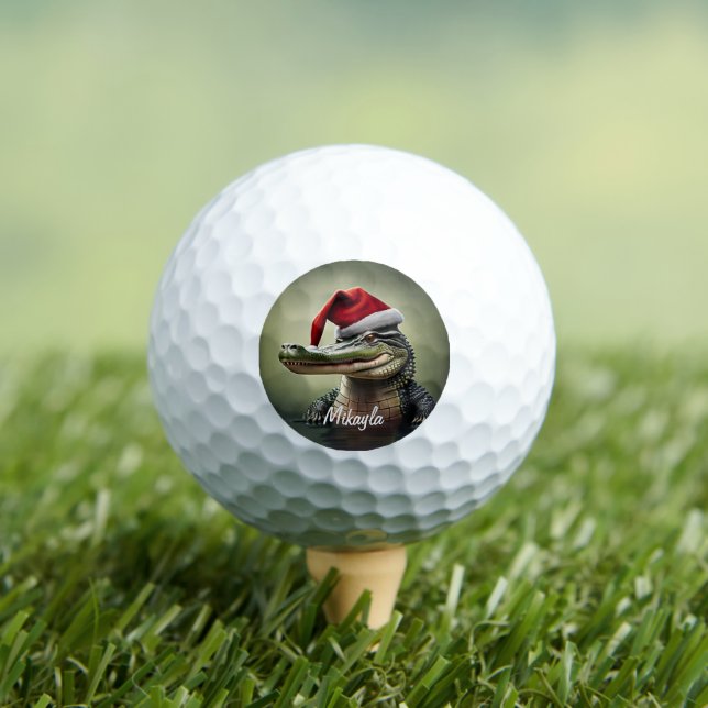 Fun Alligator in Santa Hat  Golf Balls (Insitu Tee)