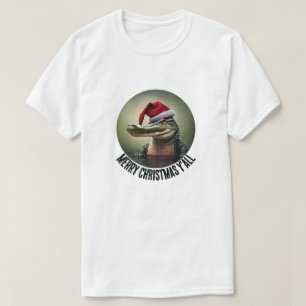 Fun Alligator in Santa Hat   T-Shirt