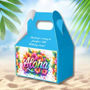 Fun Aloha Tropical Birthday Luau Blue Favour Box
