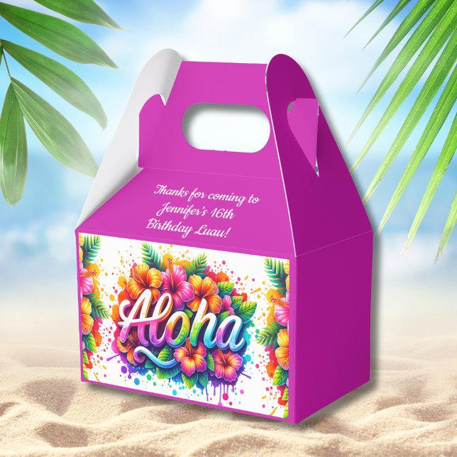Fun Aloha Tropical Birthday Luau Favour Box (Creator Uploaded)