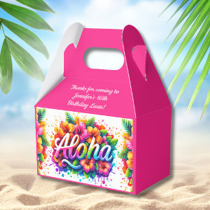 Fun Aloha Tropical Birthday Luau Pink Favour Box