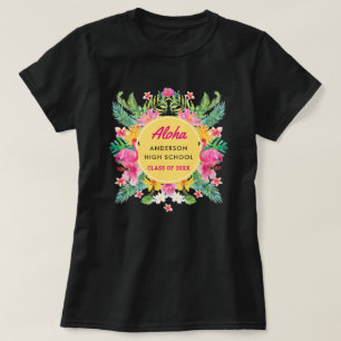 Fun Aloha Tropical Flamingo Graduation Luau  T-Shirt