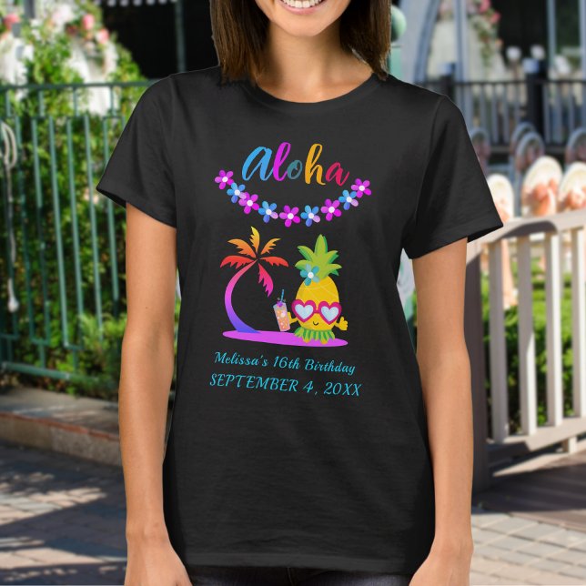 Fun Aloha Tropical Luau Birthday Party T-Shirt (Creator Uploaded)
